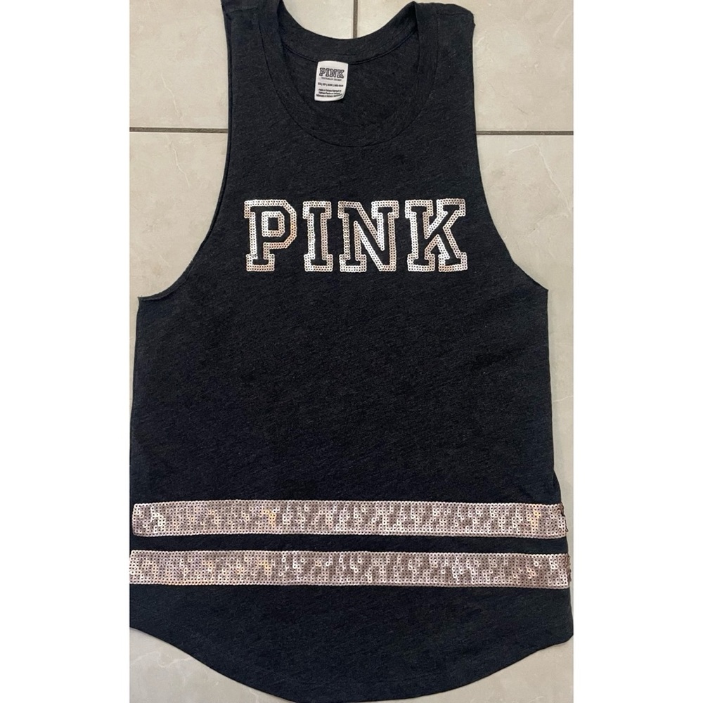 Heather Gray Muscle Tee with Rose Gold Sequins